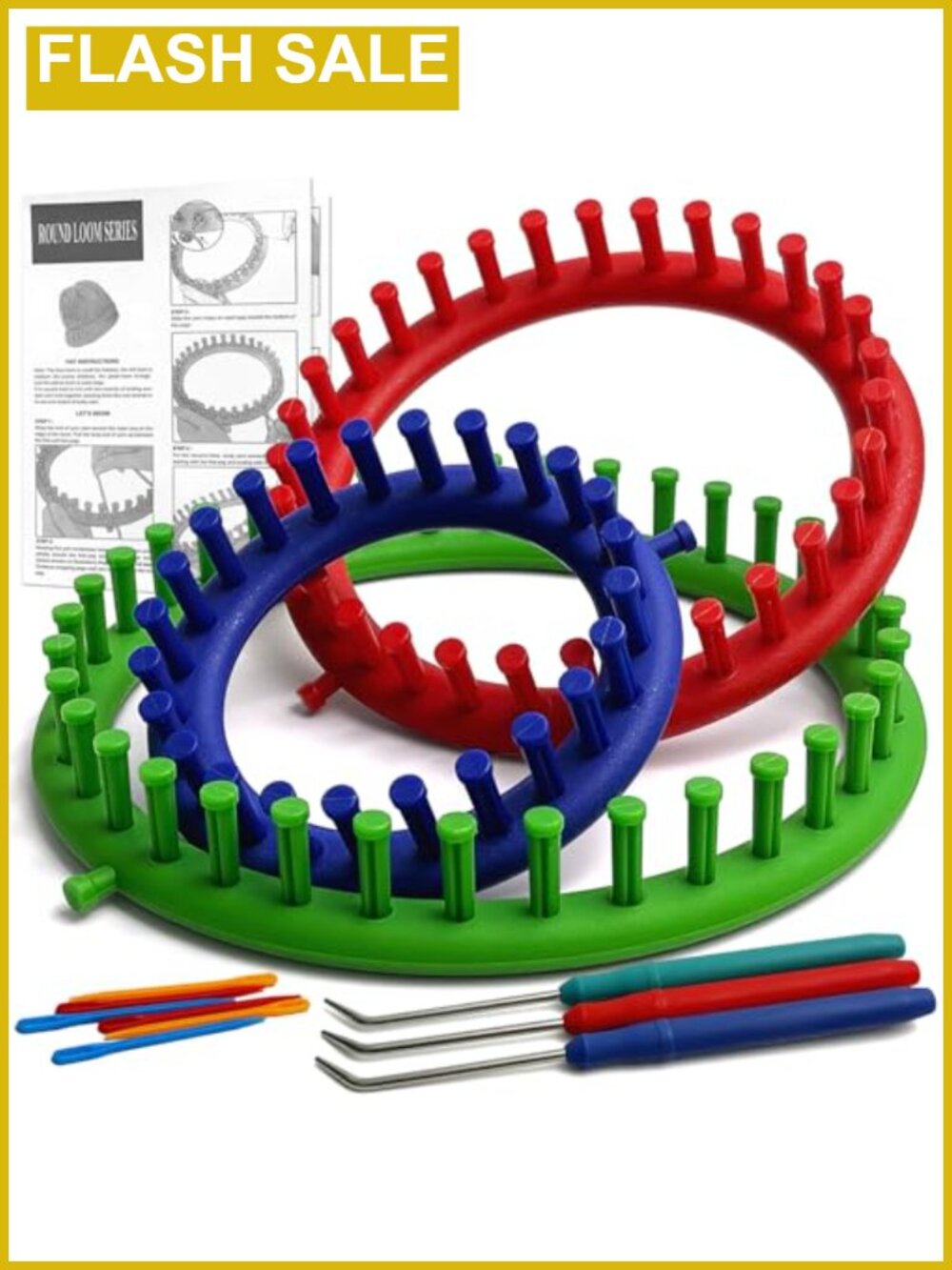 Knitting Looms Set for Beginners 3 Size Round Loom Kit with Instructions Hooks